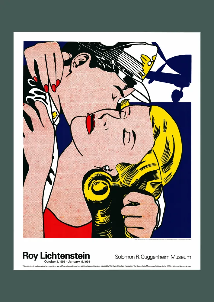 石版画 Lichtenstein - Roy Lichtenstein: 'The Kiss' 1993 Offset-lithograph
