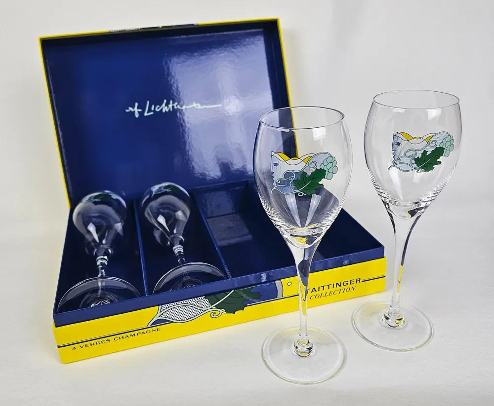 丝网印刷 Lichtenstein - Set of 4 Taittinger Collection Champagne Flutes