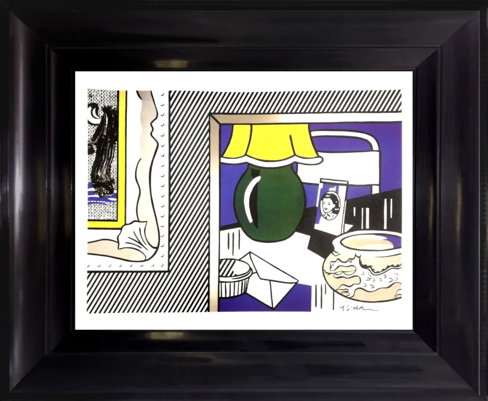 胶版印刷 Lichtenstein - Two paintings: Green Lamp 1984