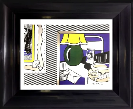 胶版印刷 Lichtenstein - Two paintings: Green Lamp 1984