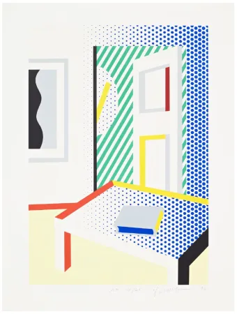 丝网印刷 Lichtenstein - Virtual Interior with Book, 1996