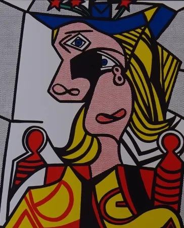 丝网印刷 Lichtenstein - Woman with flowered hat