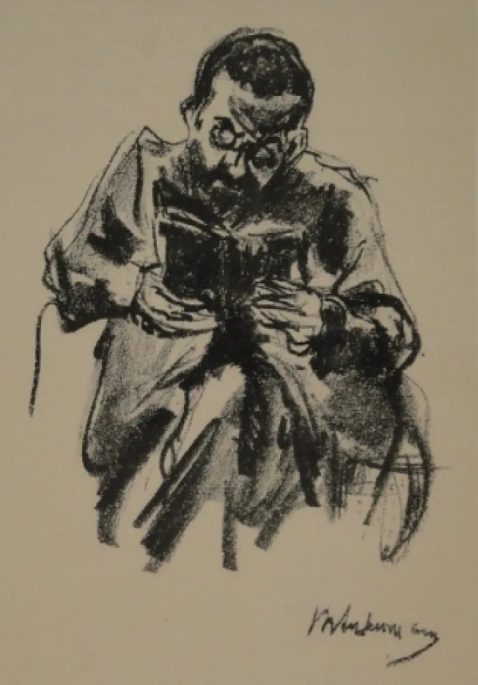 石版画 Liebermann - Lesender Mann (Lesender Jude)