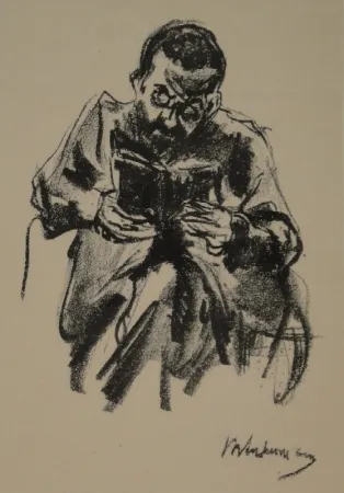 石版画 Liebermann - Lesender Mann (Lesender Jude)