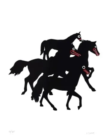 石版画 Linde - Horses