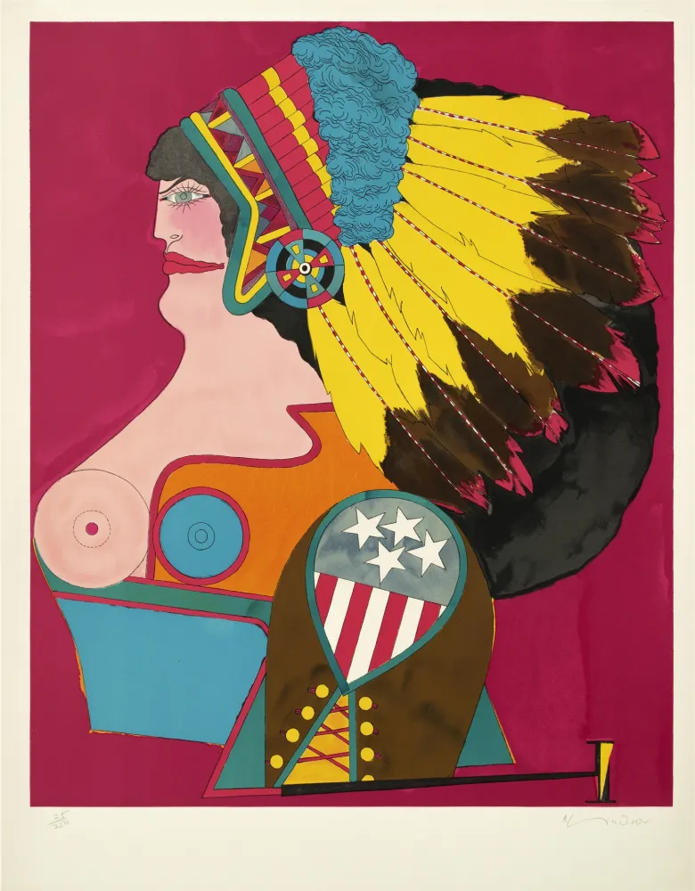 石版画 Lindner - Miss american indian