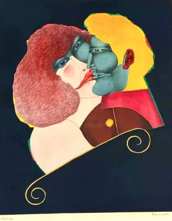 石版画 Lindner - The Kiss