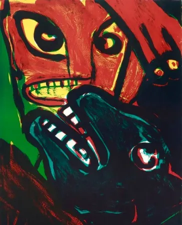石版画 Lindstrom - Man and Animal