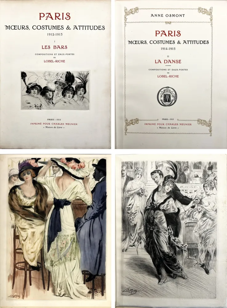 插图书 Lobel-Riche - PARIS : LES BARS + LA DANSE. 2 volumes. 122 gravures (1912-1915)
