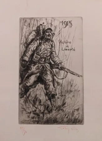 版画 Lobel-Riche - Victoire et Liberté