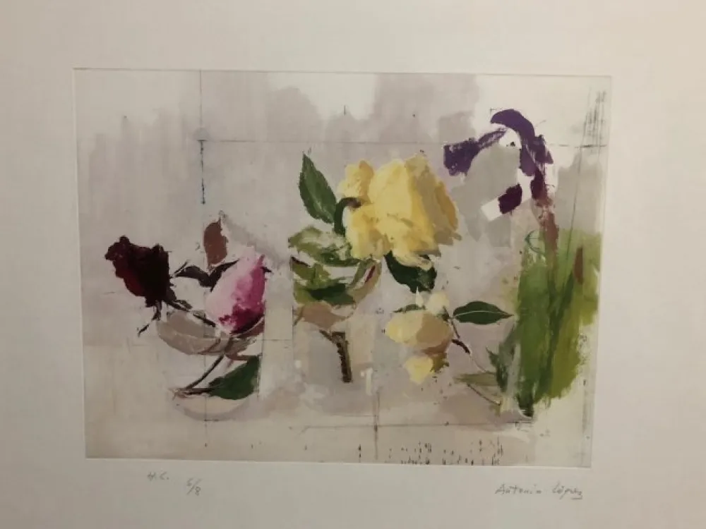 蚀刻版画 Lopez - Rosas de año Nuevo