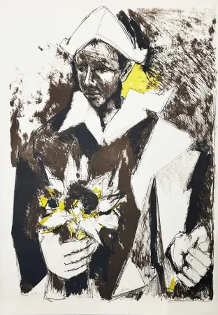 石版画 Lorjou - Arlequin au tournesol