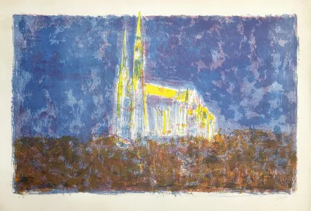 石版画 Lorjou - Cathédrale de Chartres