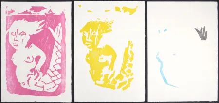 木刻 Lorjou - Décomposition des couleurs d'une gravure, 1965