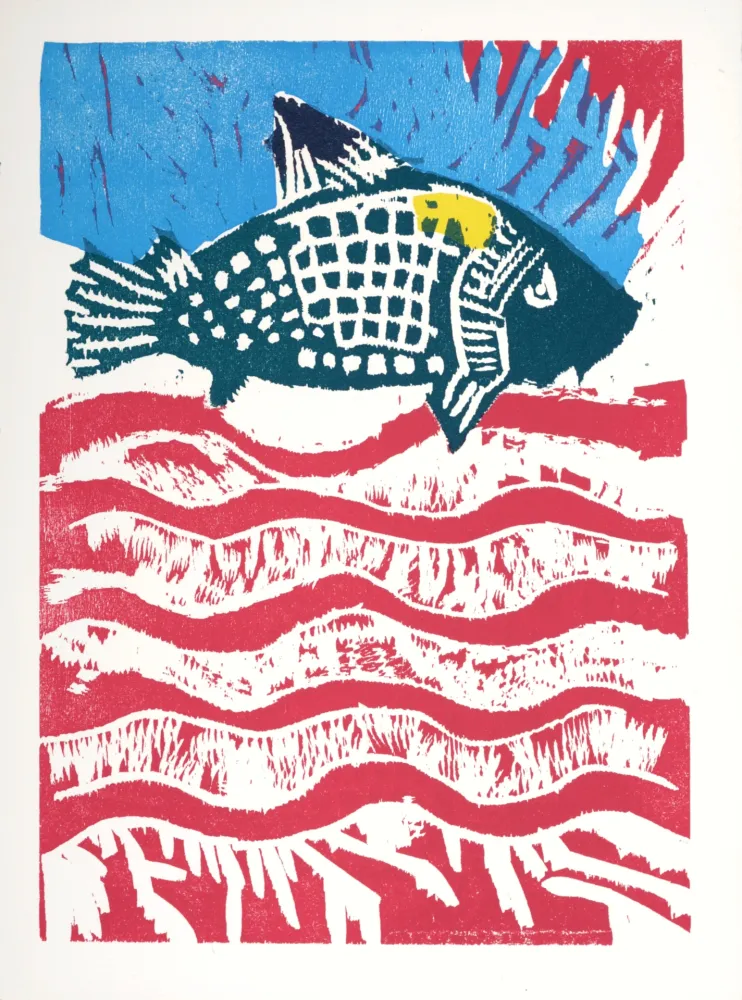 木刻 Lorjou - La Carpe, 1965