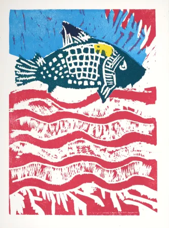 木刻 Lorjou - La Carpe, 1965