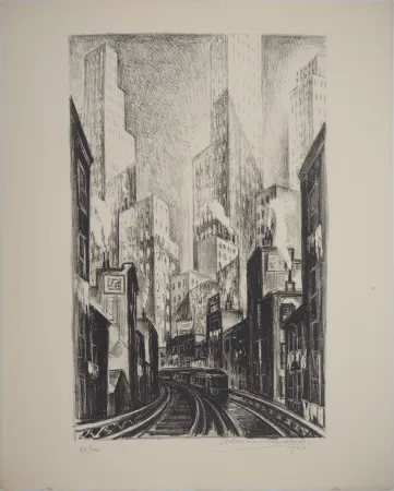 石版画 Lubbers - New York : Subway at Chatham square