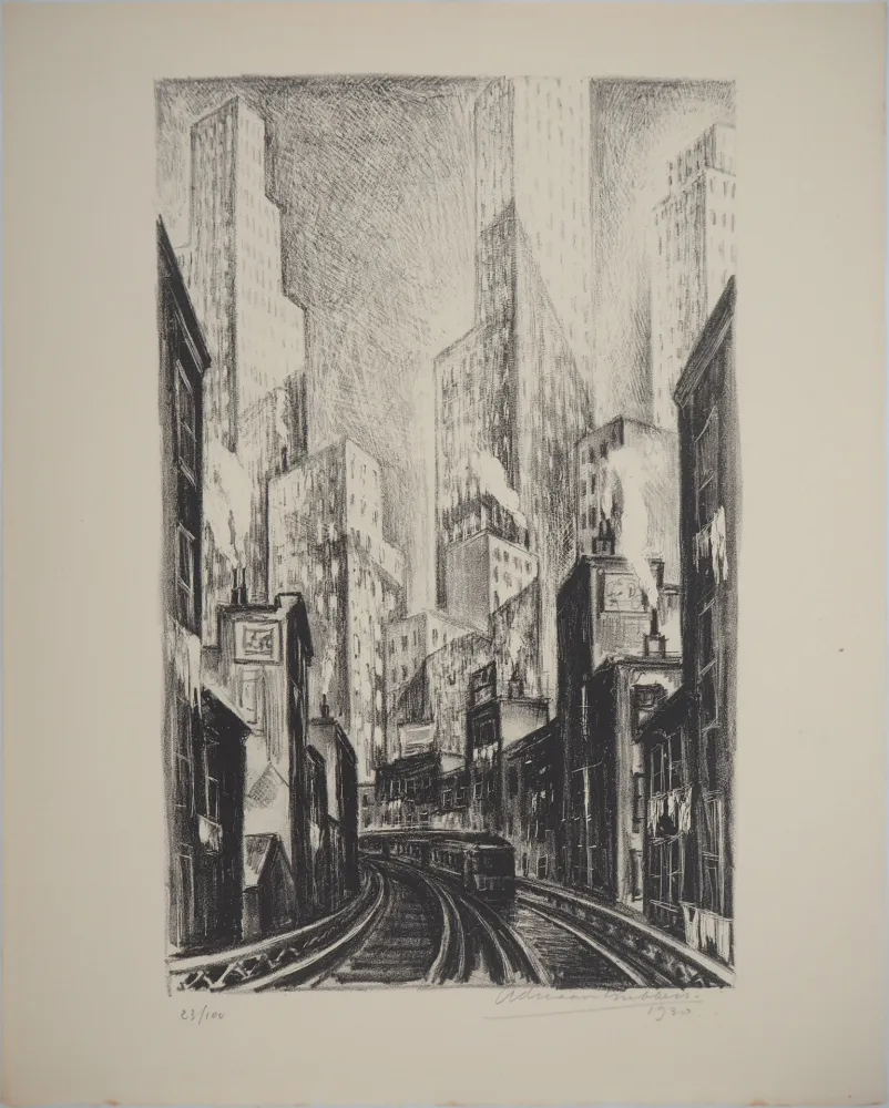 石版画 Lubbers - New York : Subway at Chatham square