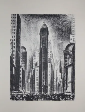 石版画 Lubbers - NEW-YORK / TIMES SQUARE