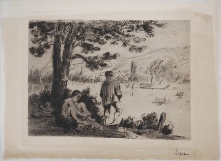 干刻版画 Luce - Maximilien LUCE - Après-midi d'Été dans l'Yonne Vers 1890 - Gravure originale signée