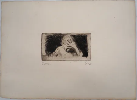 干刻版画 Luce - Maximilien LUCE  - Enfant à l'étude Vers 1890 - Gravure originale signée
