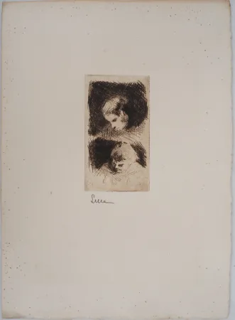 干刻版画 Luce - Maximilien LUCE - Etude d'un jeune enfant Vers 1890 - Gravure originale signée 