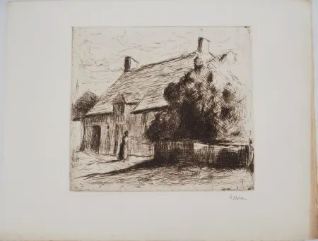 干刻版画 Luce - Maximilien LUCE - Maison villageoise à Bessy-sur-Cure Vers 1900 - Gravure originale signée