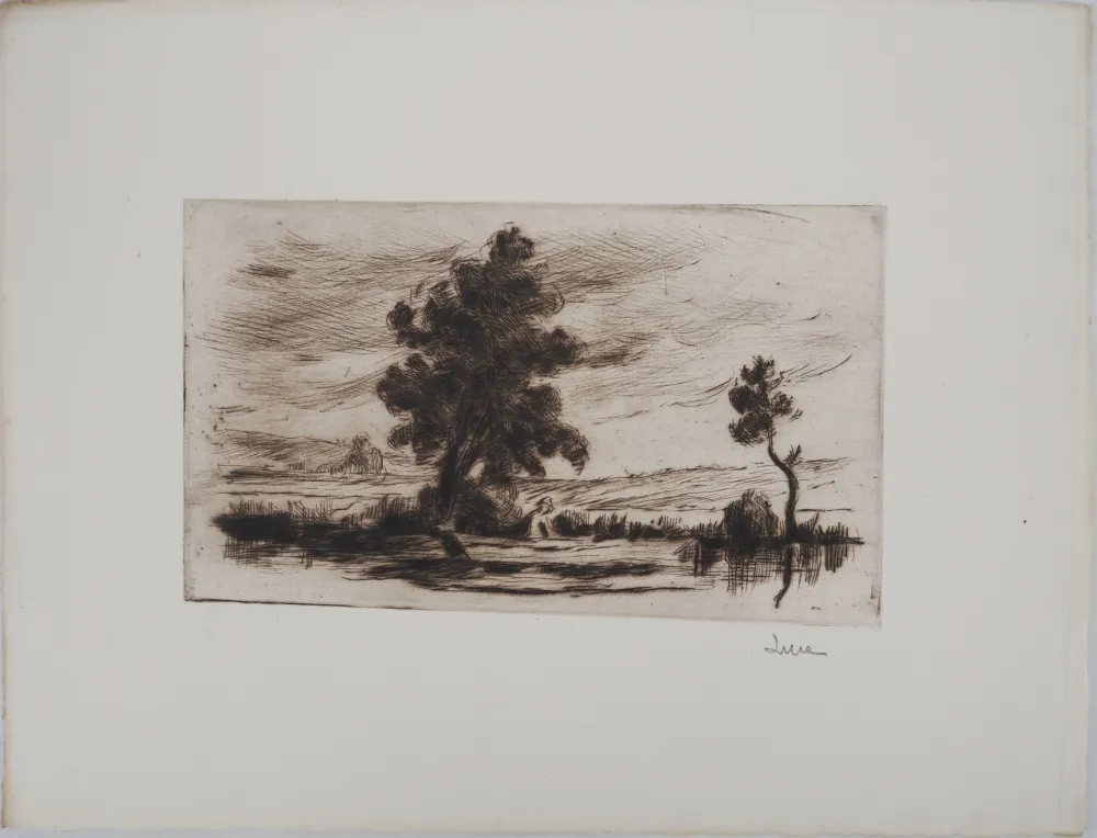 干刻版画 Luce - Maximilien LUCE - Paysage bucolique (Yonne) Vers 1910 - Gravure originale signée