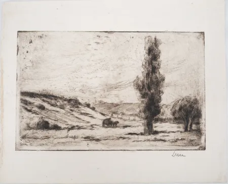 干刻版画 Luce - Maximilien LUCE - Paysage de campagne Vers 1900 - Gravure originale signée