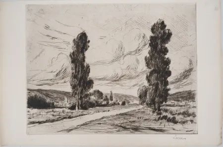 干刻版画 Luce - Maximilien LUCE - Paysage : Ferme dans l'Yonne Vers 1900 - Gravure originale signée
