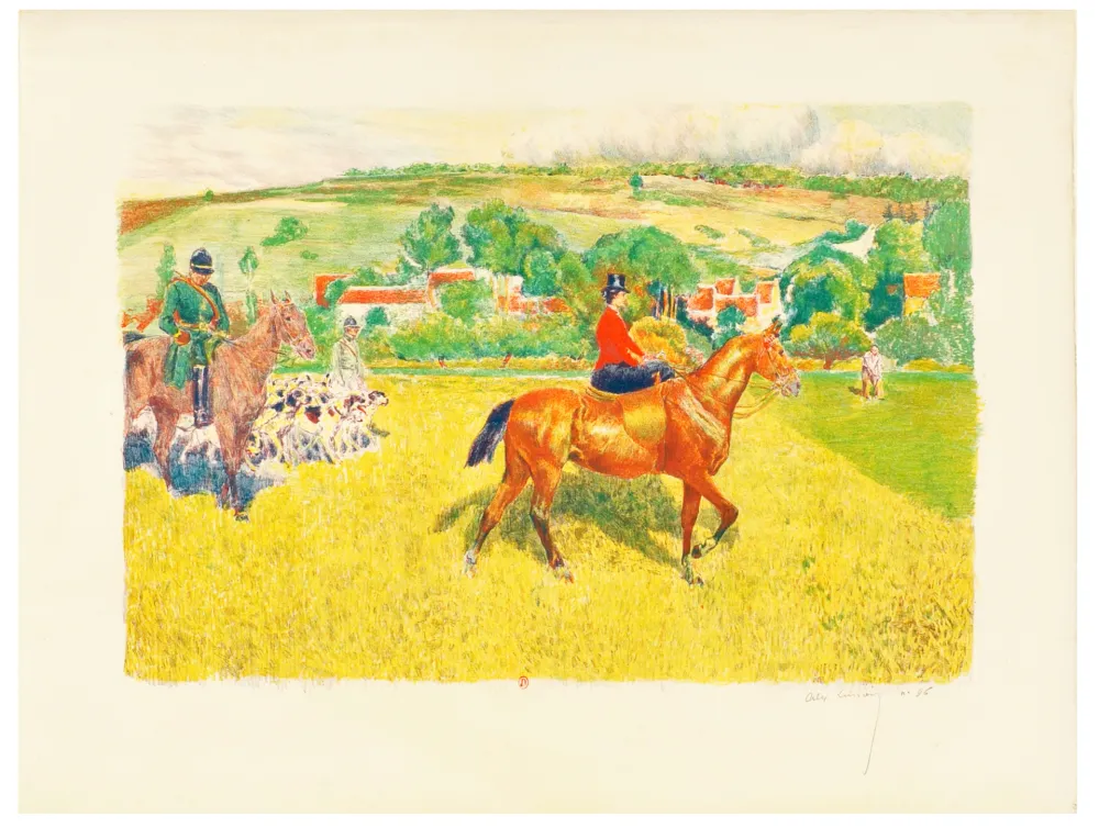 石版画 Lunois - Départ pour la Chasse