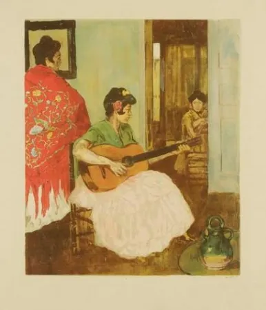 石版画 Lunois - La guitariste / La guitarera