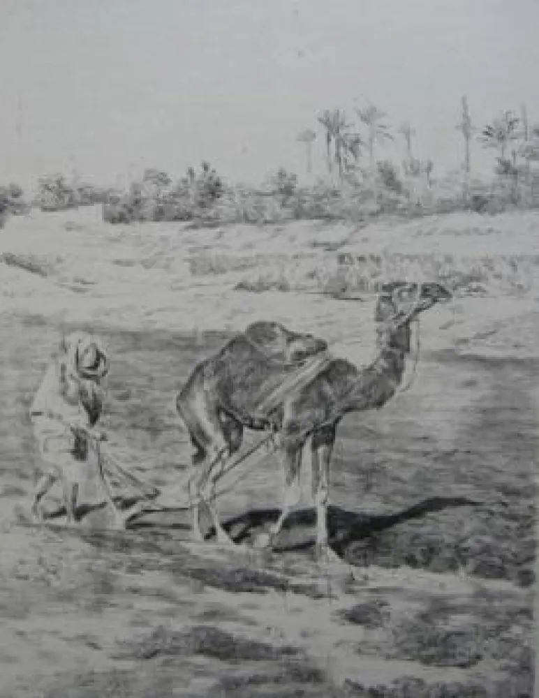 石版画 Lunois - Laboureur du Kef