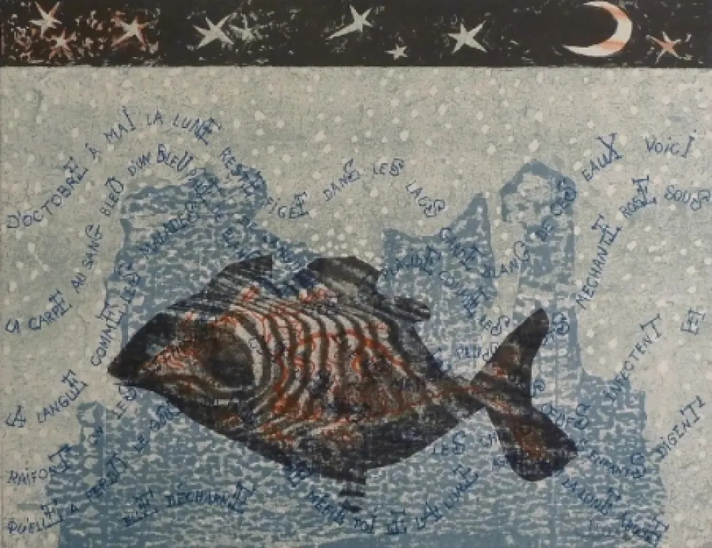 石版画 Lurcat - Carpe de lune