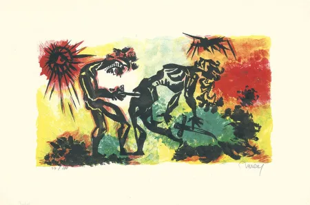 石版画 Lurcat - Combat