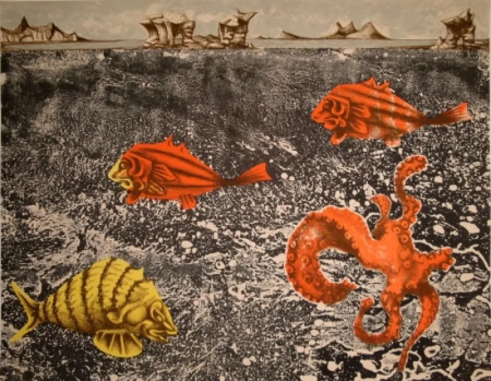 石版画 Lurcat - Fruits de mer