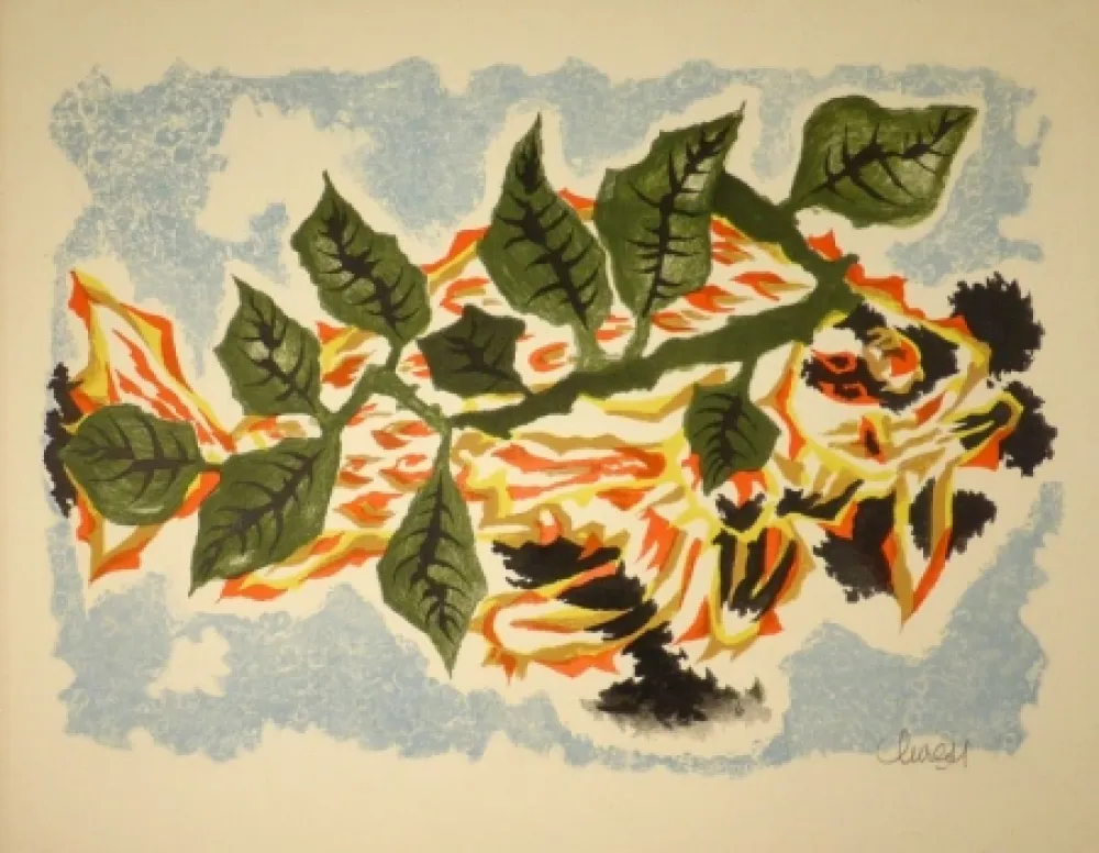 石版画 Lurcat - Poisson feuillage