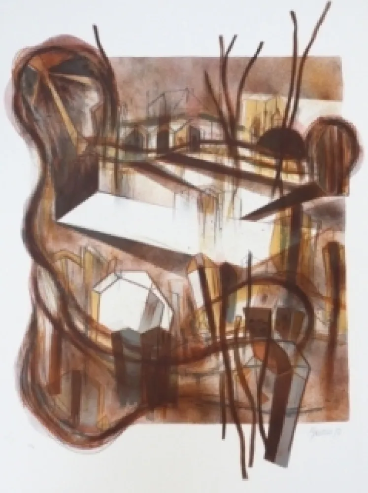 石版画 Macotela - Ciudad y sombras