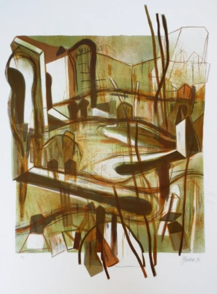 石版画 Macotela - Personas y sus sombras