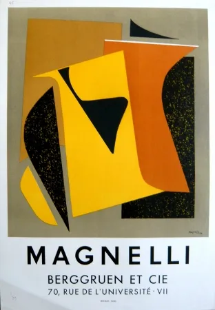 石版画 Magnelli - Affiche exposition galerie Berggruen Mourlot