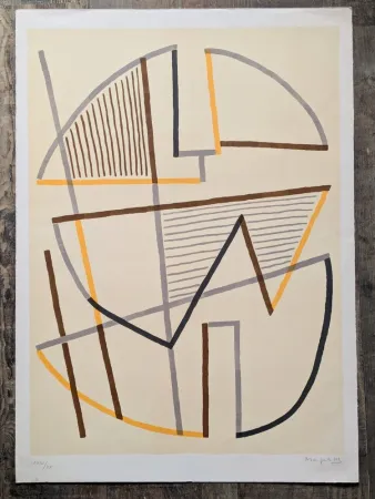 石版画 Magnelli - Alberto Magnelli, Donna Seduta, Hand-Signed Lithograph in 7 colors,