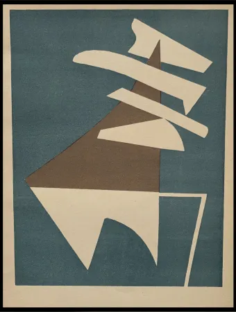 石版画 Magnelli - Composition sur fond bleu 