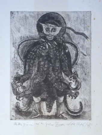 版画 Maillet - (Katzenwesen auf Sessel)