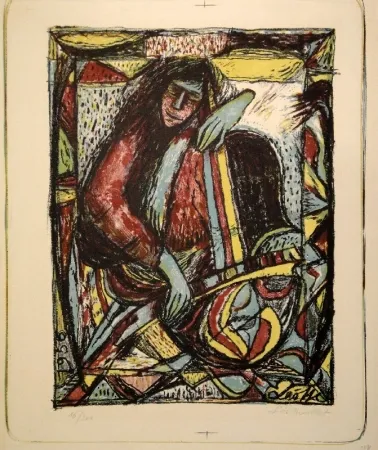 石版画 Maillet - Violoncellist