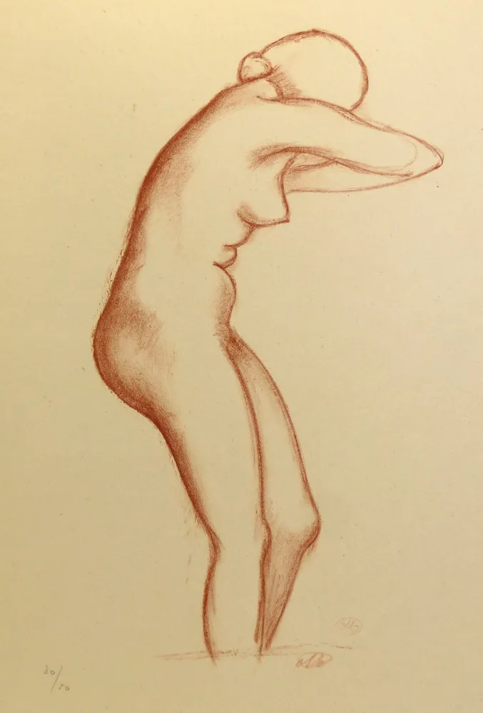 石版画 Maillol - Aristide Maillol (1861 -1944). Femme nue debout. 1935. Lithographie signée.