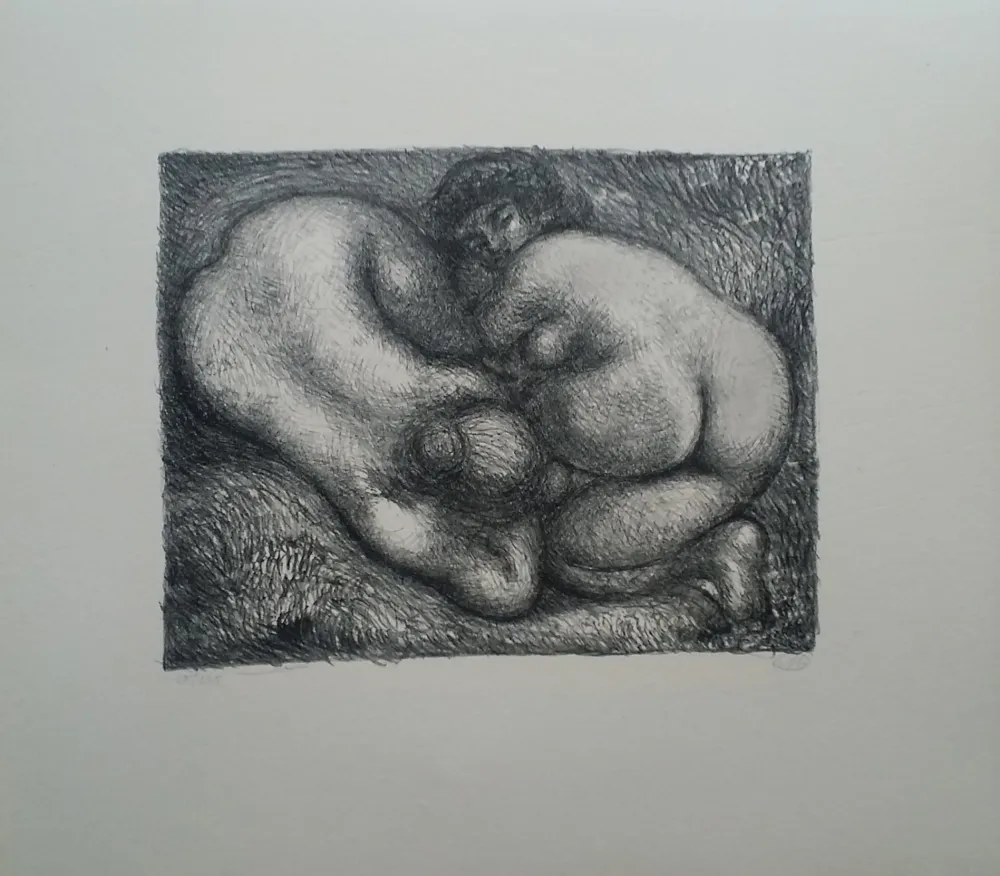石版画 Maillol - Deux femmes dans l'herbe (1926) 
