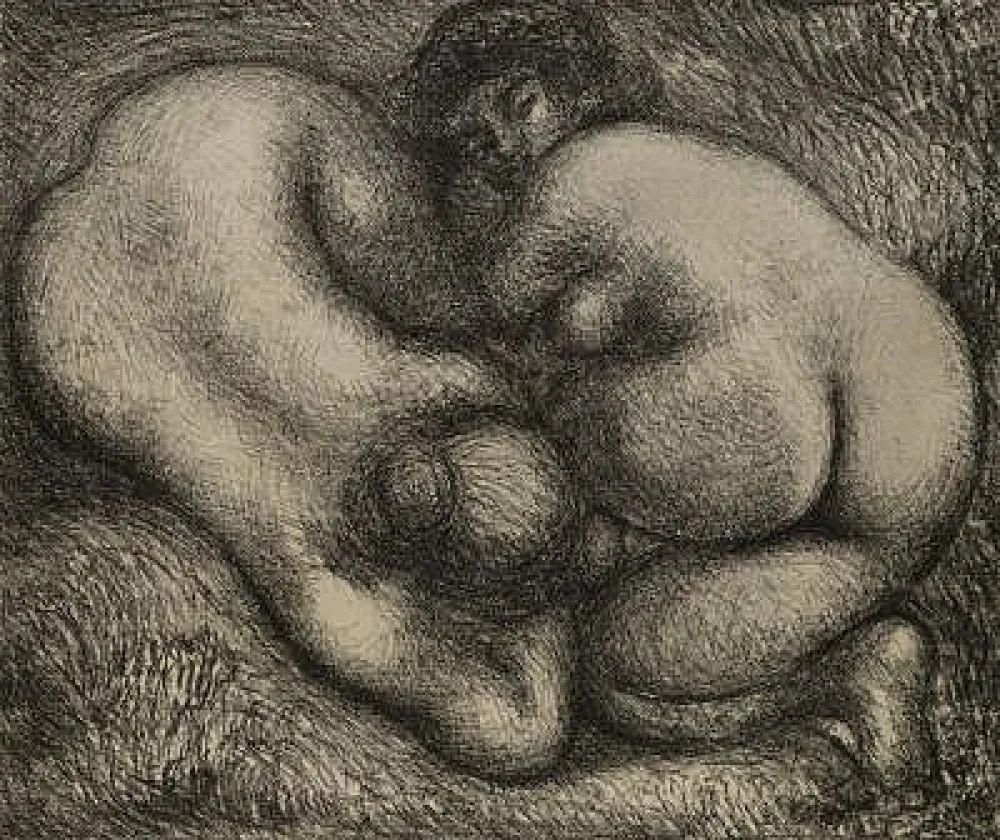 石版画 Maillol - Deux femmes dans l’herbe.