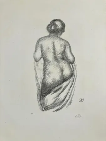石版画 Maillol - Femme de dos drapée. 1926.