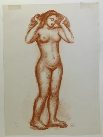 石版画 Maillol - Femme nue en pied. 1935