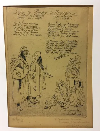 蚀刻版画 Majorelle - Pour les pauvres de Marrakech. 
